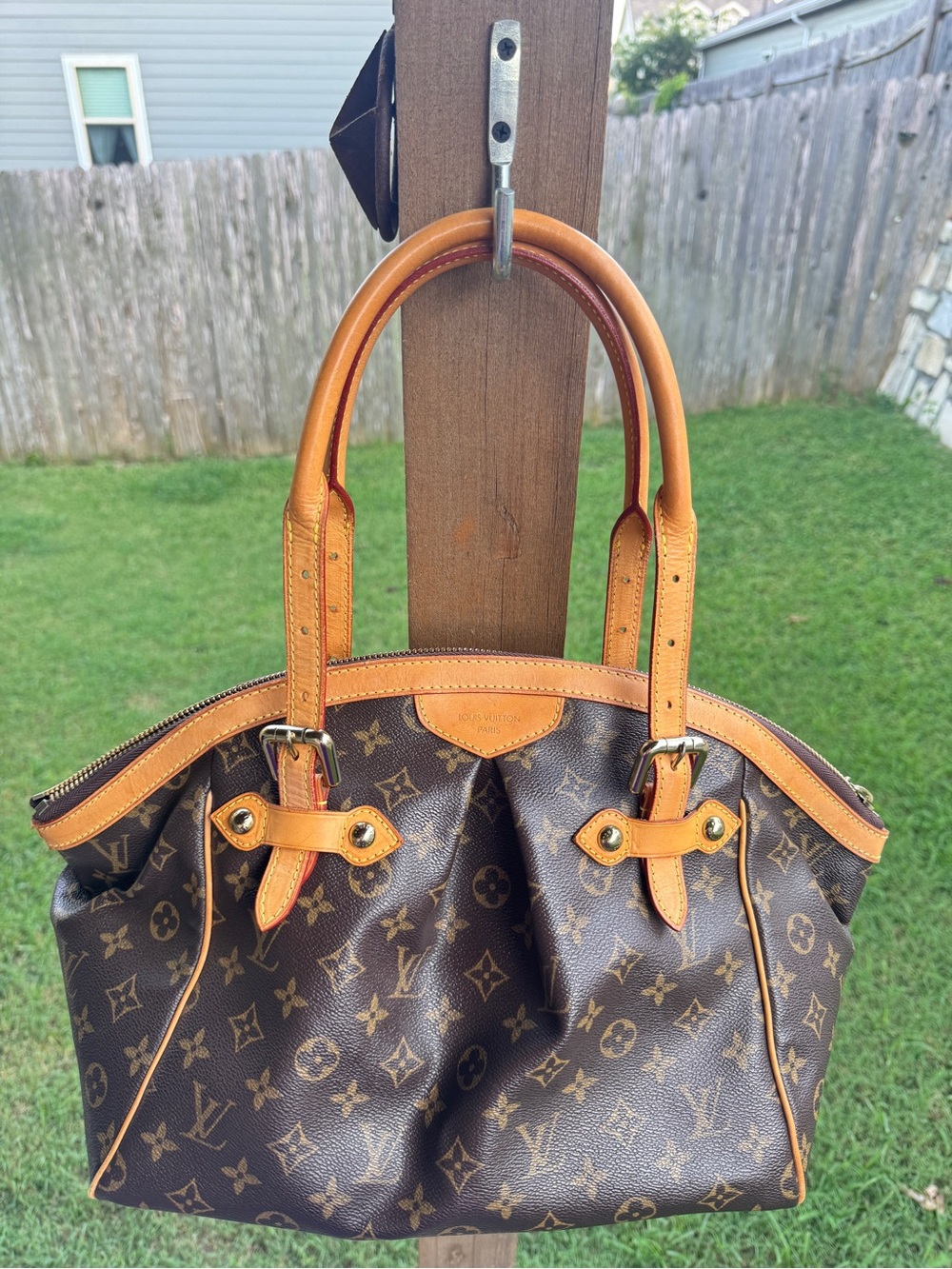 Louis Vuitton Brown Monogram Satchel with Tan Trim